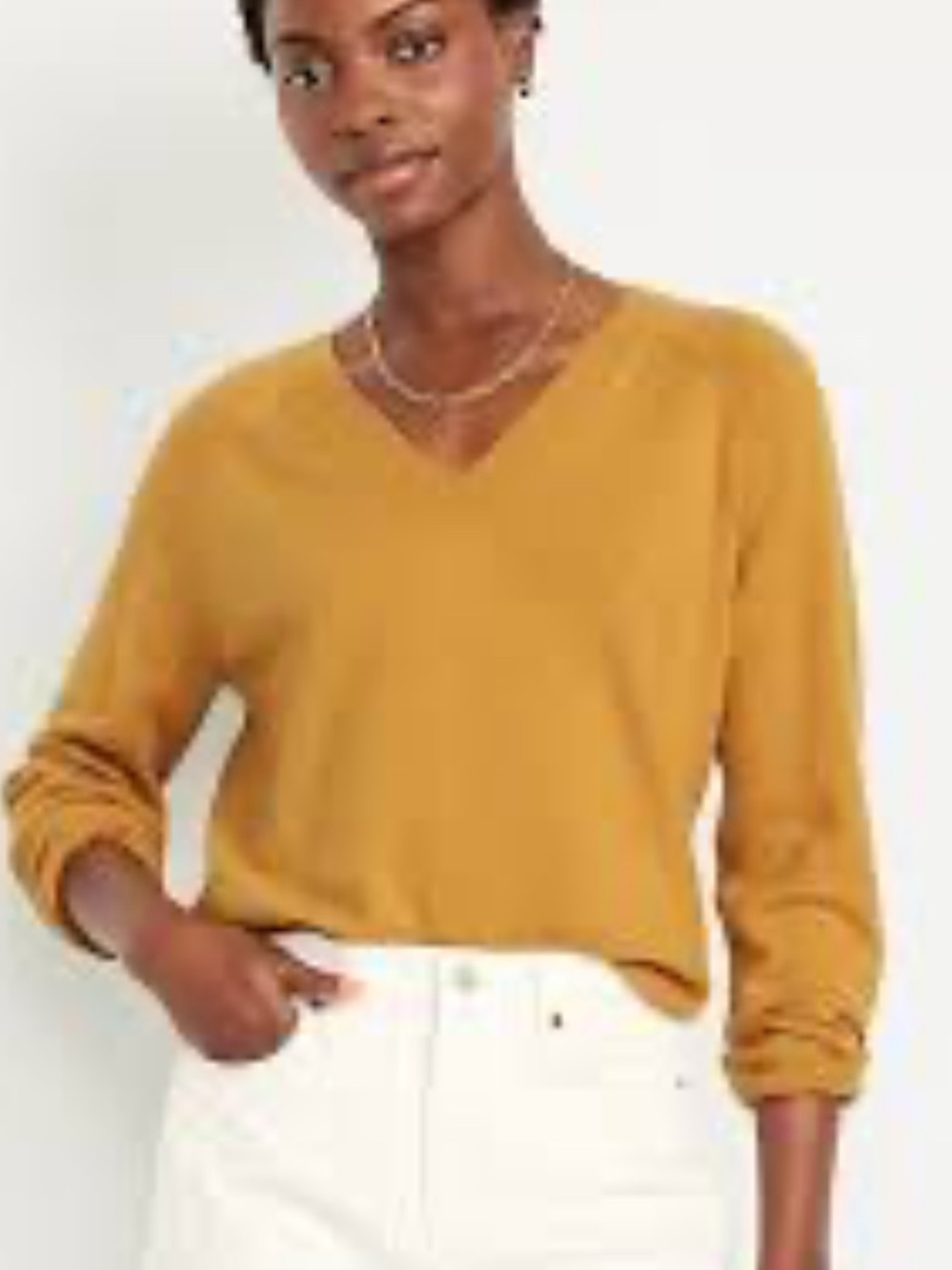 Old Navy SoSoft Loose V-Neck Sweater  in Mustard